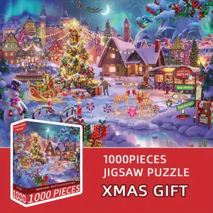 Puzzle gift Xmas Gift 1000pcs Christmas Jigsaw Puzzle -Xmas Festive Gift | 70x50cm (27.5x19.7 Inches) | Paperboard with Letter Hints | Holiday & New Year Gift for Family & Adults | Christmas puzzle Office Party Gifts, Home Decoration Crafts