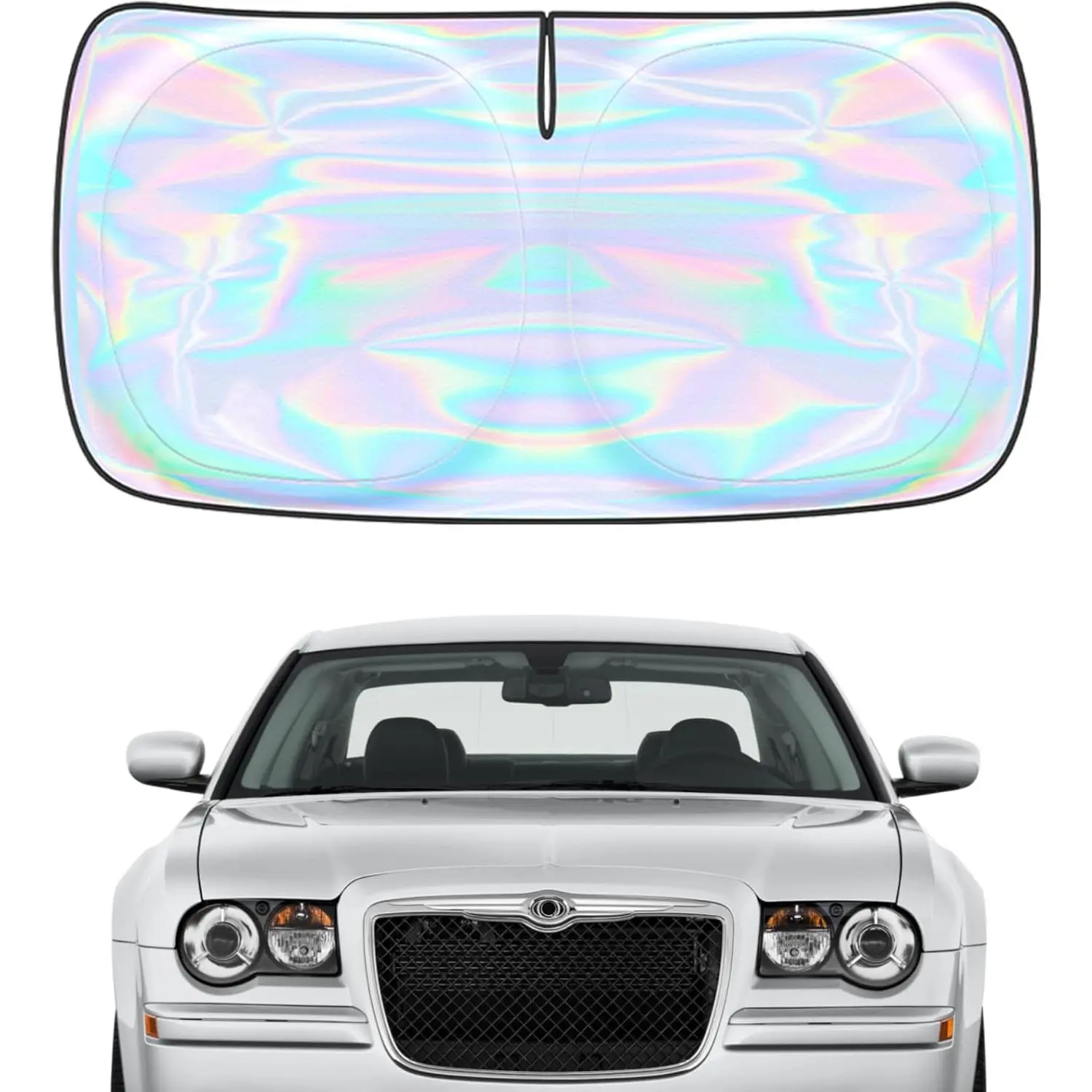 Front Windshield Sun Shade for Chrysler 300 (2005-2010) - 4-Layer Cut-Out Design Car Accessory, Foldable Sun Visor Protector, Easy to Install & Store, Blocks UV Rays, Keeps Vehicle Cool, Easy To Install And Store, Block Uv Rays