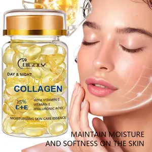 90 Capsules Vitamin C Facial Serum, Unisex Firming Lifting Face Cream, Smooth Clean Skin, Non-Stretchy, for Men and Women