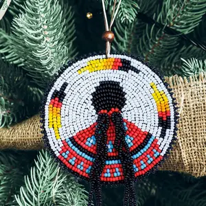 Indigenous Women Handmade Beaded Patch Necklace Pendant