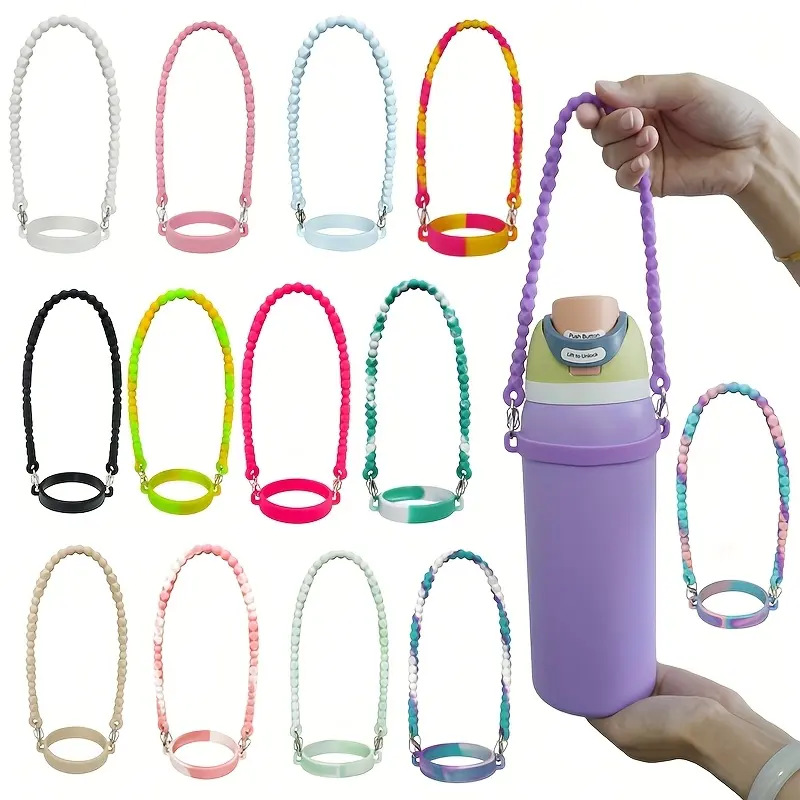 Silicone Water Bottle Handle, Silicone Water Bottle Strap, Holder with Shoulder Strap, Cup Accessory for 8-40oz Bottles