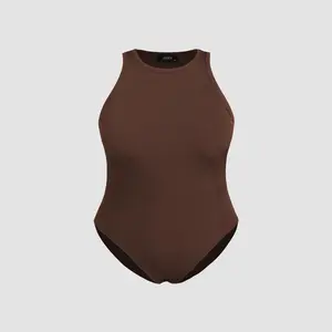 Cider [5 colors, size 0-26] Round Neckline Sleeveless Knit Bodysuit Curve & Plus