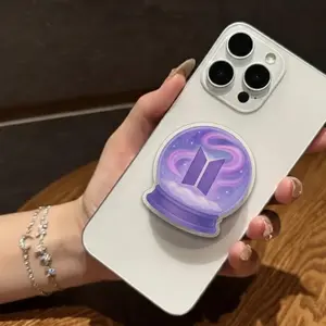 Kpop Lightstick Snow Globe Phone Grip Purple Galaxy Aesthetic Phone Stand Holder Clear Acrylic Cute Music Fan Accessory Gift For Concert Lovers And Trendy Teens