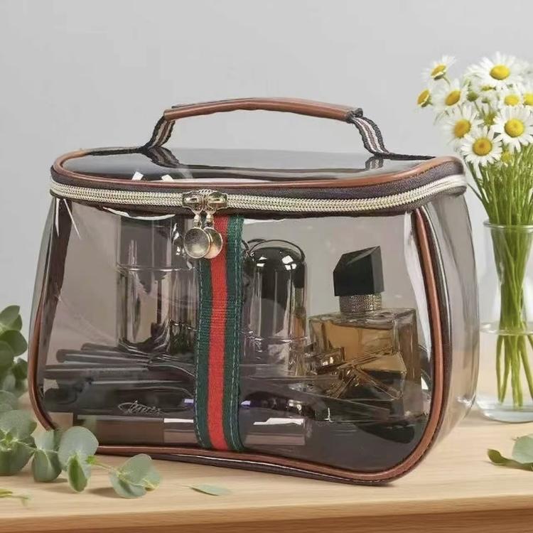 New Retro Vintage Vanity Bag, Clear Makeup Organizer with Handle, Large Capacity Water Resistant Cosmetic Toiletry Bag for Women, Travel Skincare Storage Case, Vintage Makeup Pouch