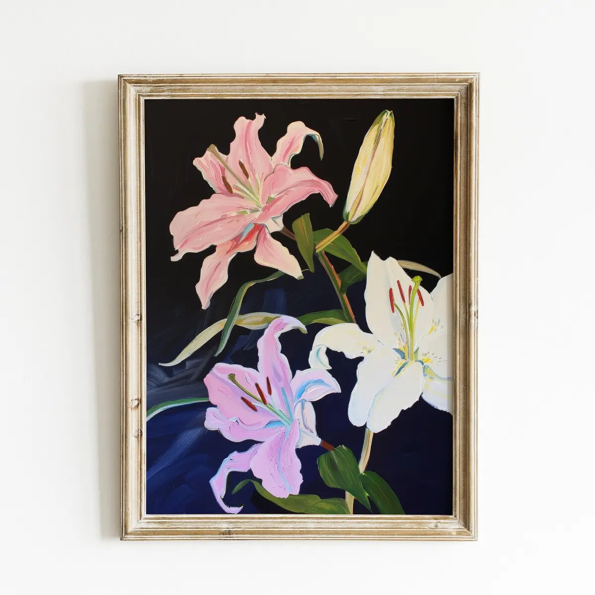 Lily Poster| Pink Room Decor | Trendy Dorm Print | Floral Wall Art, Unframed, 5 size, 8x12 to 27x40 inch
