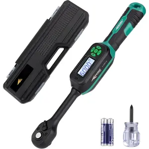 Digital Torque Wrench - 3/8 Inch Drive Electric Torque Wrench (3-60Nm), Features Dual-Direction Ratchet, +-2% Accuracy, Buzzer & LED , 4-Measurement Unit (Nm/lb.ft/in.lb/kgf.cm)