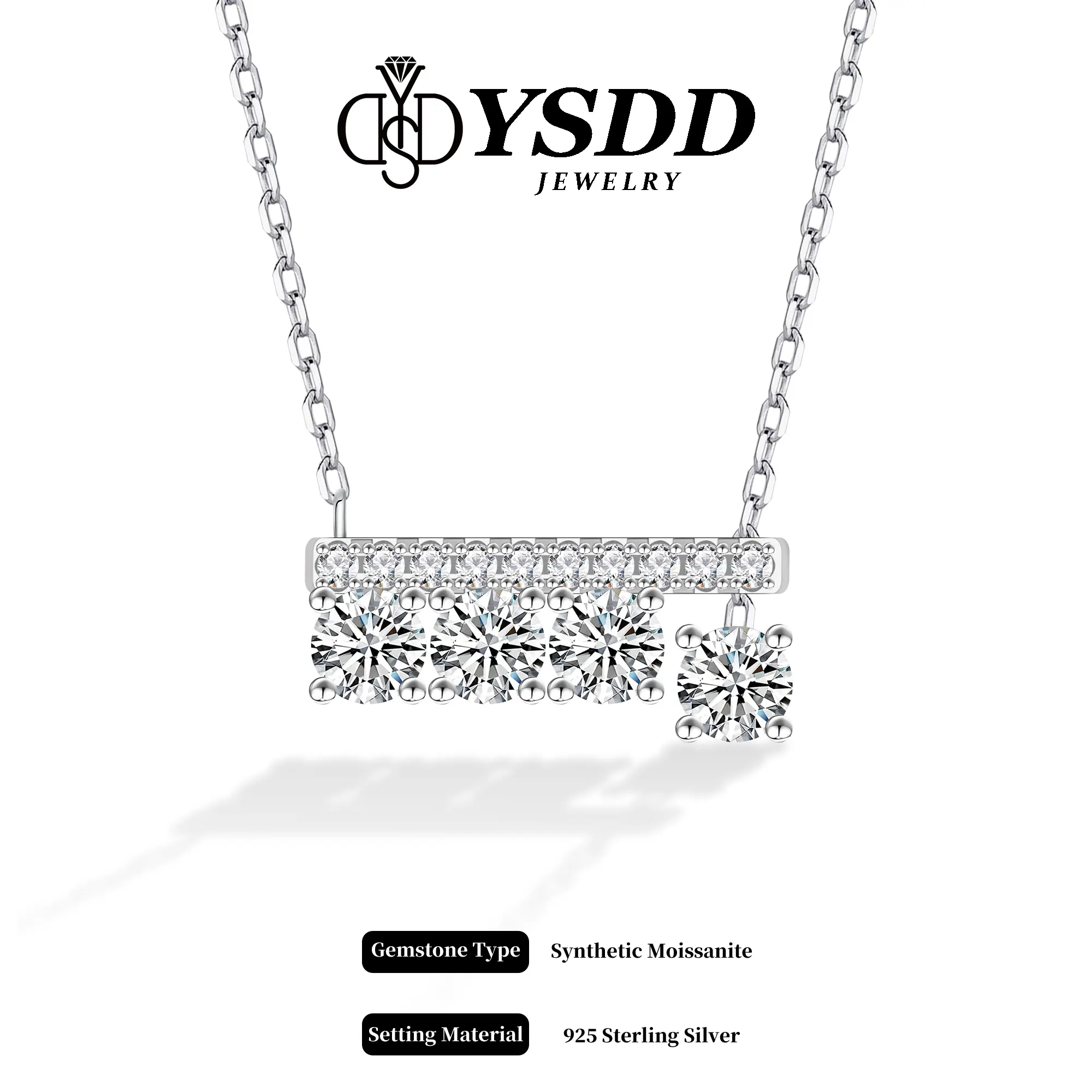 【10.11 New Arrival】1.2CT Adjustable One-line Necklace vvs Synthetic Moissanite Necklace in 925 Sterling Silver