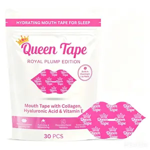 Queen Tape - Hydrating & Moisturizing Mouth Tape For Sleep - Royal Plump Edition - Lip Plumping - Mouth tape with Collagen Hyaluronic Acid & Vitamin E - Built in Lip Mask - Royal Lips - One Month Supply