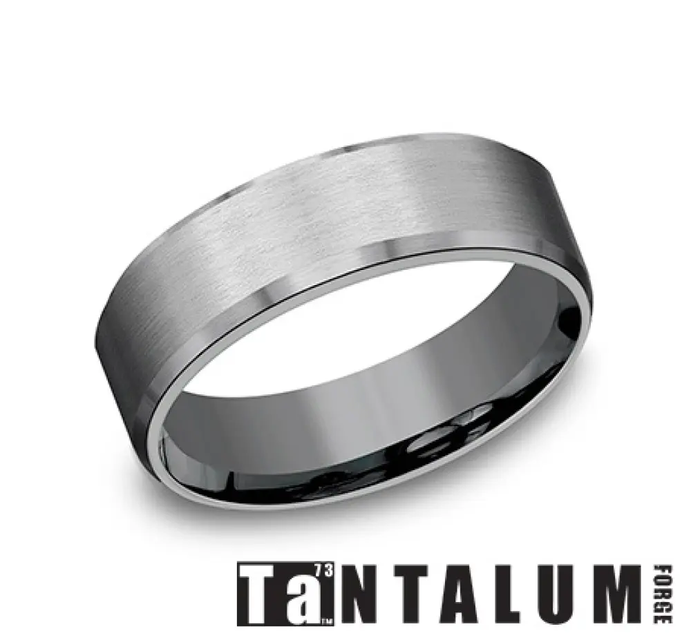 Baxley Jewelry 7mm Tantalum Ring with Slight Beveled Edge with Satin Finish