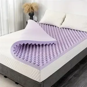 2/3/4-Inch Egg Crate Memory Foam Mattress Topper - Cooling Bed Layer with Lavender Infusion, Pressure Relief & Spinal Support, Ventilated Egg Crate design for Enhanced Airflow, Soft Memory Foam for Couples/Solo Sleepers - Easy-to-Clean Mattress Pad, Comfo