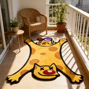 Anime Cartoon Carpet, Artistic Creative Mat, Trendy Street Style Cat Dog Pattern, Soft Plush Rug, Modern Home Decor for Living Room Bedroom, Print Rug