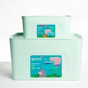 Giotto Kids Plastic Storage Bins with Lids 2-Piece Set 203oz & 812oz Stackable Toy Storage Containers with Locking Latches Large Organizer for Kids Room Closet Nursery
