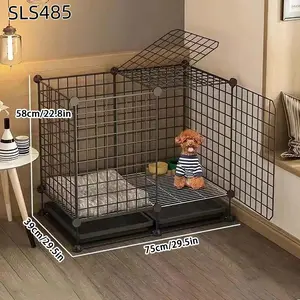 Small Dog Cage Villa with Toilet Separation, Pomeranian Teddy Dog Bed, Pet Fence Barrier Enclosure Indoor, Cozy Puppy Shelter