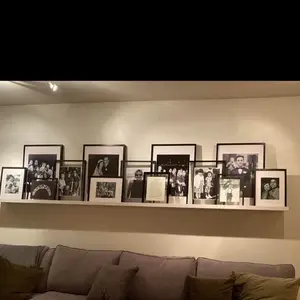 Picture Ledge Shelf - Elegant Hand-Made Wooden Wall-Mounted Display for Personal Photos, Wall Art, and Decor, Up to 100” Customizable Length