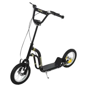 Adjustable Height Kick Scooter with Dual Brakes & Inflatable Tires, Steel Frame for Ages 5+, 33.5"-37.5" Handlebar Range
