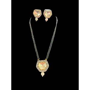 PS214 Mangalsutra / black beads necklace with earrings ( READY TO SHIP )