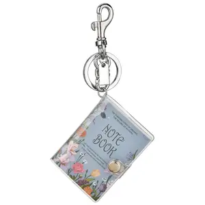 Mini Notebook Keychain, Floral Stripe Bag Charm, Creative Wallet Accessory, Fresh Design, Perfect Gift for Women, Handbag Pendant