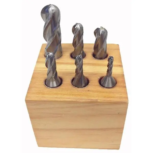 Precise 6 Piece HSS 4 Flute Ball Nose End Mill Set