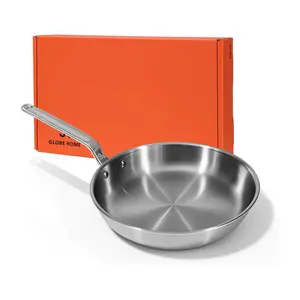 GLOBEHOME Stainless Steel Frying Pan - 5 Ply Stainless Clad Skillet with Aluminum Core, Durable and Even Heating, Professional Cookware for Induction, All Stoves, Oven and Dishwasher Safe