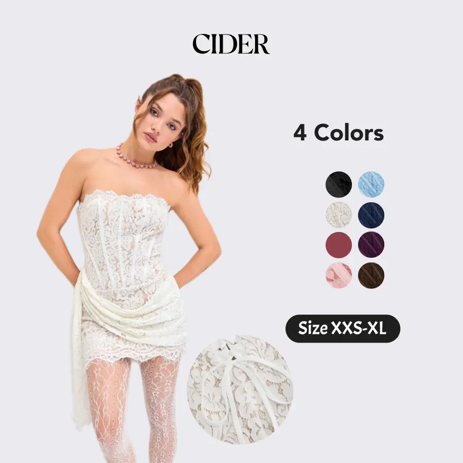 Cider Lace Tube Tie Back Mini Dress