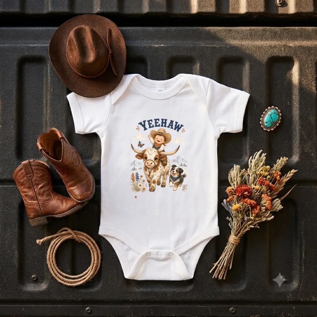 "Yeehaw" Cowboy Baby Onesie