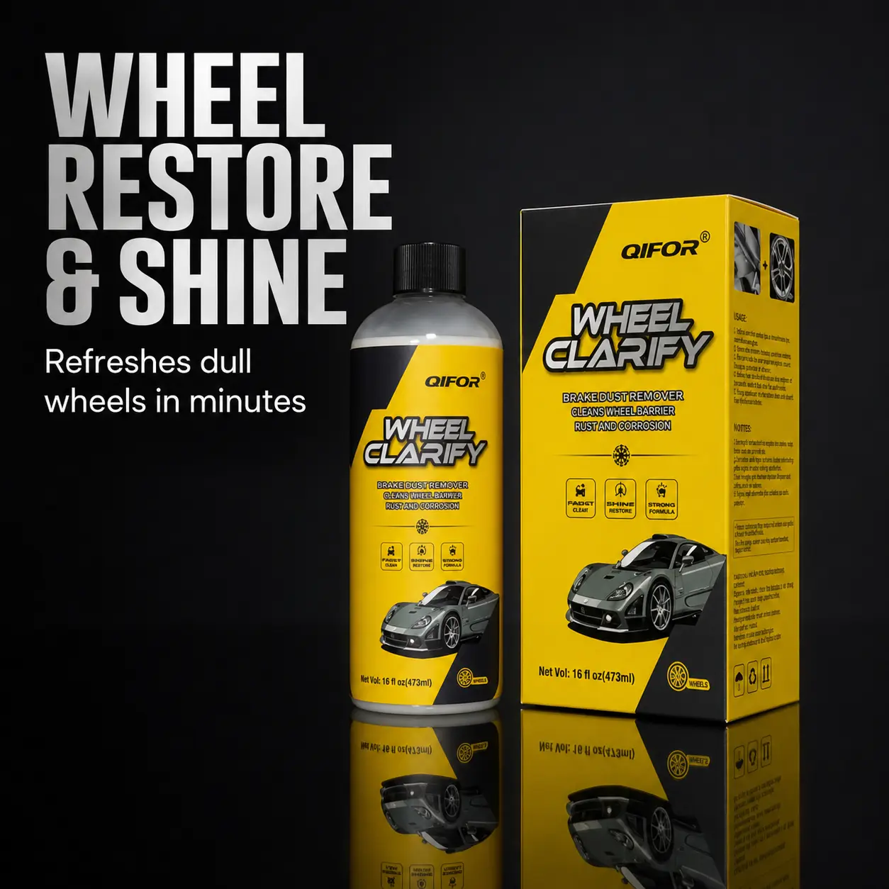 Wheel Cleaner - 16 Oz Tire Cleaning &Rim Care Solution, Safe Versatile Brake Dust Remover forAlloy, Chrome, Aluminum Rims & White Wall Tires (Idealfor Wheel Maintenance)