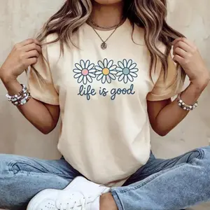 Comfort Colors Life is Good T-Shirts, Wildflower Shirt for Women, Summer Shirt, Inspirational Shirt, Flower Shirts, Positive Vibes Shirts, Motivational Tee