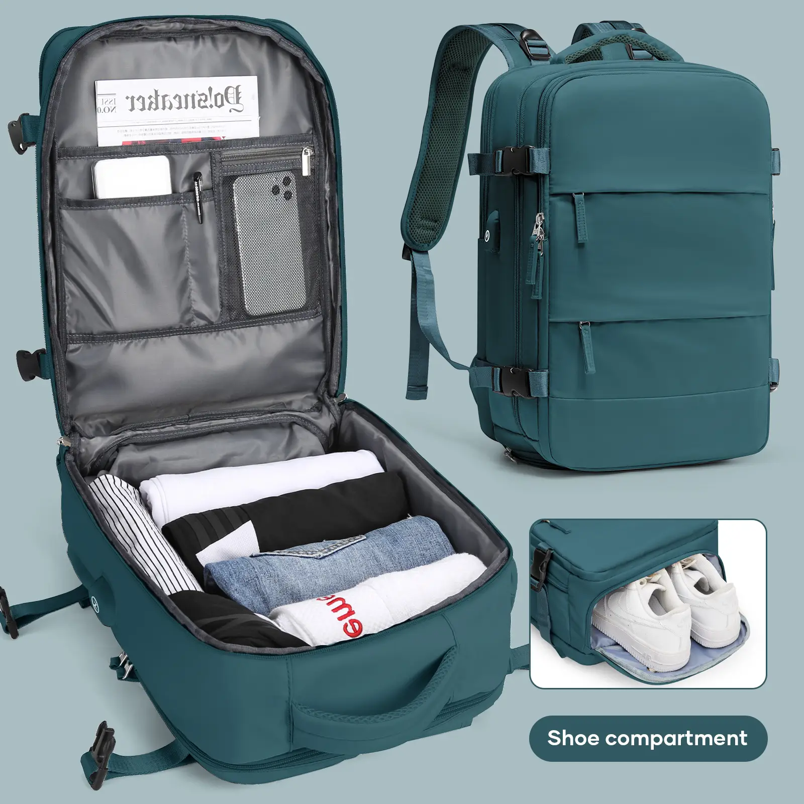 Coowoz 2024 Travel Backpack for Men Women, Luggage Laptop Backpack for Airplane Travel, Personal item Carry On Airback Backpack 40x20x25cm, Weekender