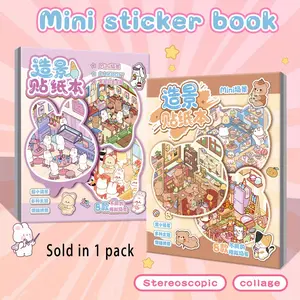 Four Seasons Creative DIY 3D Scene Sticker Book, Reusable Landscape Stickers, Multiple Sizes, Journal Classification, Small House Scenes