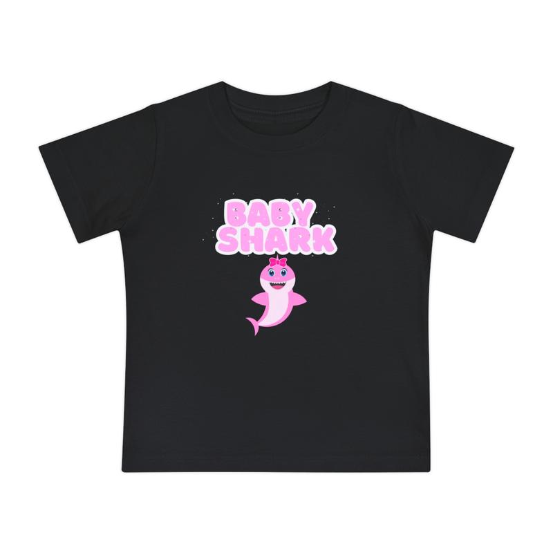 Babygirl BabyShark Short Sleeve T-Shirt - 100% Airlume Combed and Ringspun Cotton - Crewneck