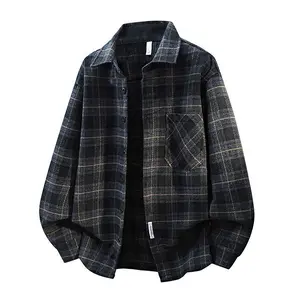 Men’s Heavyweight Thick Long-Sleeve Turn-Down Collar Wool Blend Casual Vintage Plaid Cardigan Coat – Premium, High-Quality, Comfortable Fabric, Suitable for Autumn and Winter, Perfect Gift for Husband or Father
