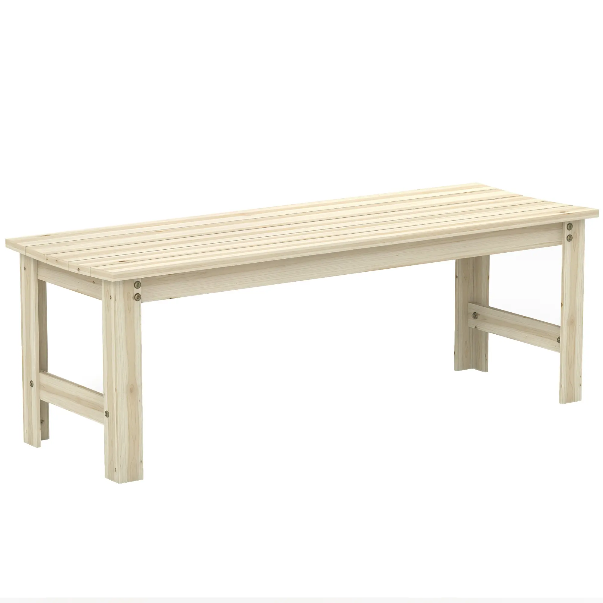 2 Seat Backless Garden Bench For Park Or Deck Slatted Pine Holds 440 Lbs Smooth Painted Finish Solid Pine Bench