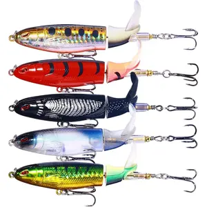 5Pcs/Set Portable Fishing Lures,Whopper Popper for Bass,Catfish,Pike,Perch,Floating Pencil Bait With Rotating Tail for Freshwater or Saltwater,Christmas Party Gifts,Hand Tools Kits