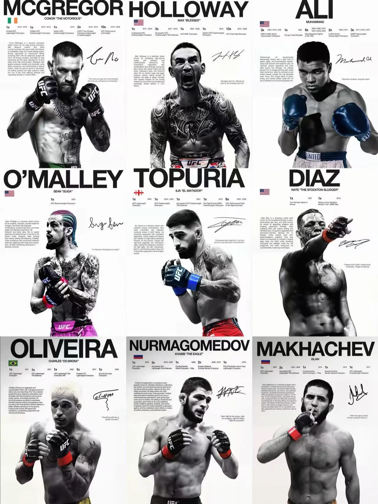 Large UFC MMA Legends Newspaper-Style Canvas Wall Art - Premium HD Print Design, Artistic Graphic Prints, Multi-Size Framed/Unframed Boxed, Mens Room Decor Decoration, Ready-to-Hang Home Supplies Gift for Combat Sports Enthusiasts