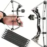 9.5" Pocket Compound Bow – Archery Set for Outdoor Fun & Skill Building cross bow nocks Mini Compound Hunting Archery Set Game Training Carbon Arrow Set