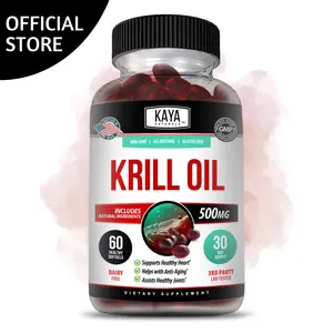 Kaya Naturals - Krill Oil 500mg with Omega 3, EPA, DHA and Astaxanthin Supplement - Brain, Heart and Joint Health Vitamin - Heart Health Supplement - 60 Softgels