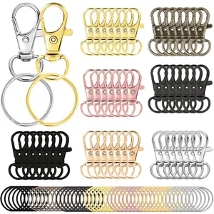 100 count Swivel Clasps Lanyard Snap Hooks with Key Rings, Key Chain Clip Hooks Lobster Claw Clasps for Keychains  DIY Crafts (Multicolor)