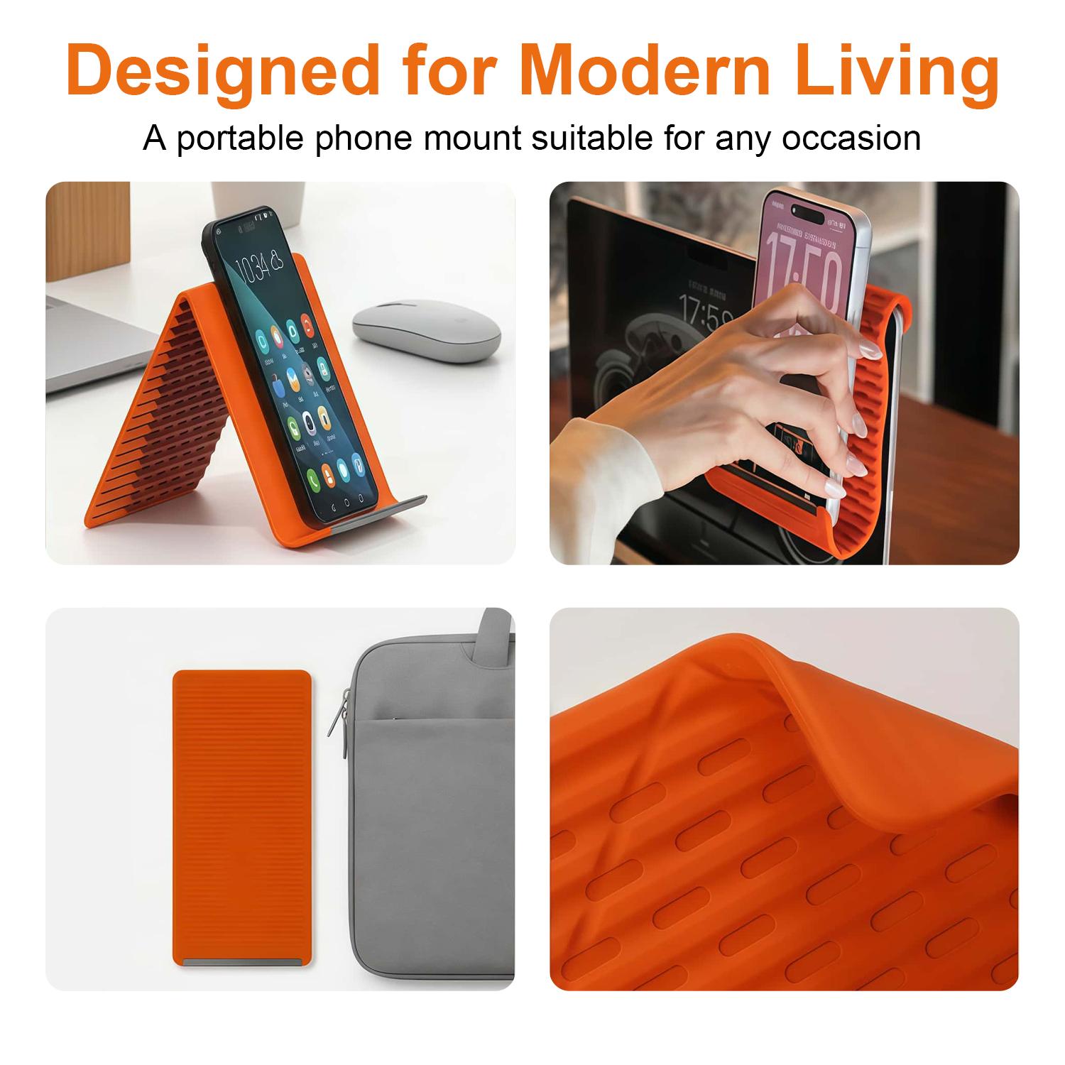 Flexible Silicone Aluminum Phone holder stand,Bendable Rollable Foldable Design,Universal Adjustable Anti-Slip Desktop Mount for Phone Tablet Laptop, Portable Ergonomic Holder for Home Office Travel