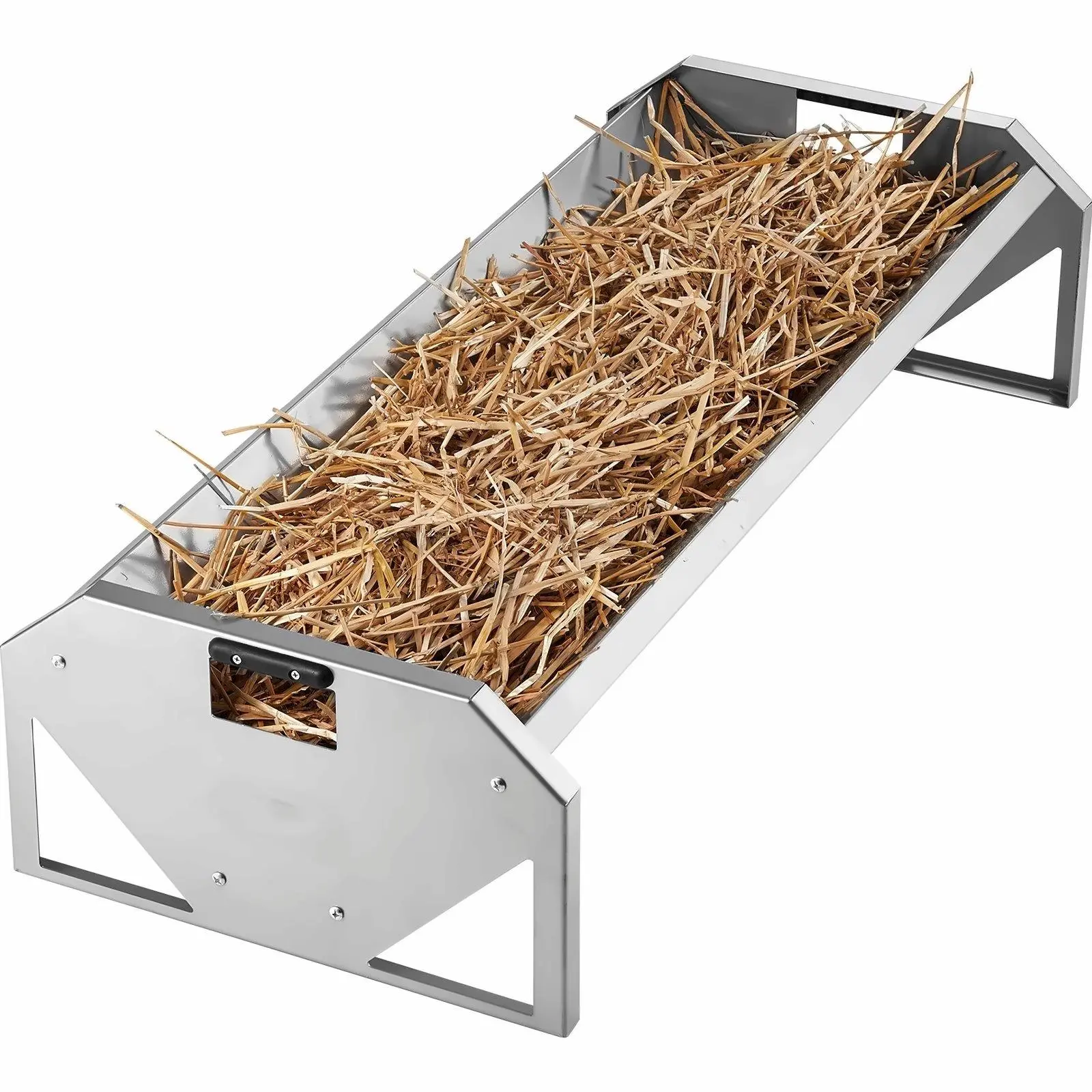 Livestock Feeding Trough 22 Gallon - 45" Galvanized Steel Hay Feeder for Sheep, Goats, Horses - Heavy Duty Farm Animal Feeder 1 Pack 45 x 20 x 11 in