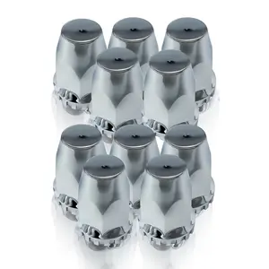 TORQUE 10 pcs of 33mm Chrome Standart Screw-on Lug Nut Covers for Volvo (VNL) & International & Peterbilt & Kenworth & Mack & Freightliner (Cascadia, Columbia, M2, FLD) Semi Trucks (TR10326)