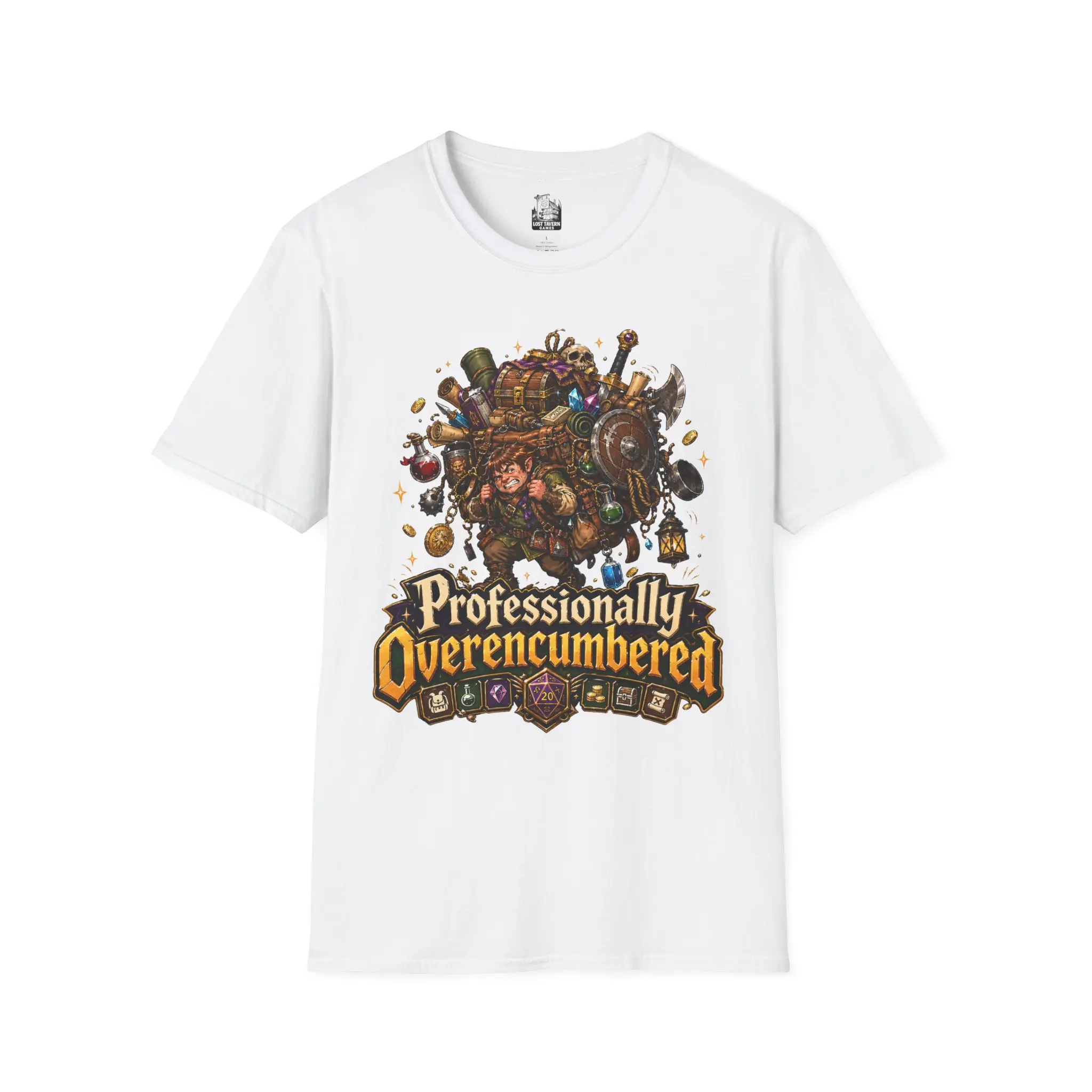 Professionally Overencumbered Dwarf Character T-Shirt | RPG Gamer Tee
