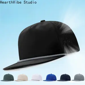 Spring/Summer Soft-Top 5-Panel Baseball Cap — Quick-Drying, Water-Resistant, Sun-Protective, Perforated Design with Cord Detail