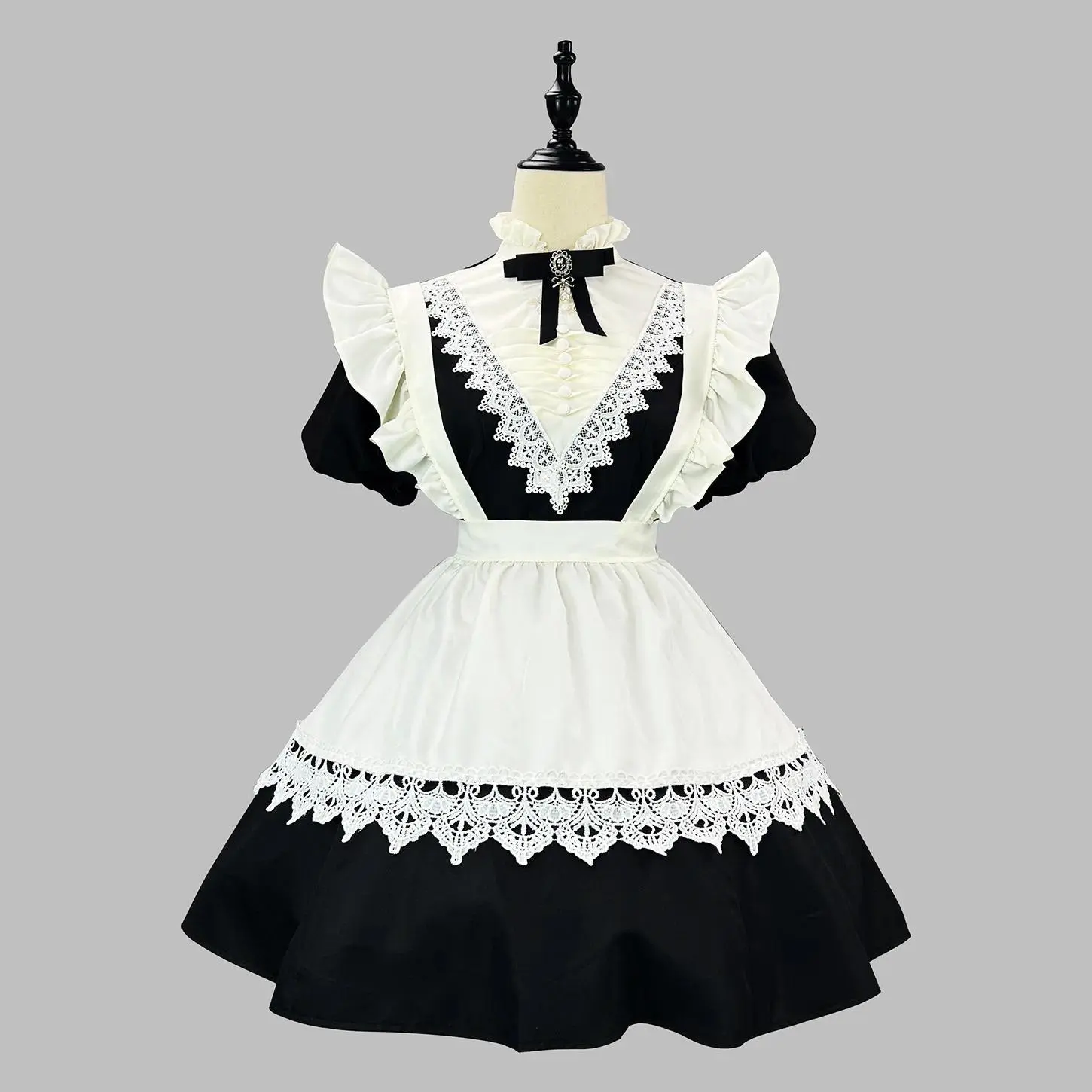 Women's Gothic Nun Cosplay Costume - S-5XL Black Long/Short Sleeves Lolita Maid Dress with Straps & Accessories, Halloween Party Women's Clothes, Cosplay Outfit, Gothic Look