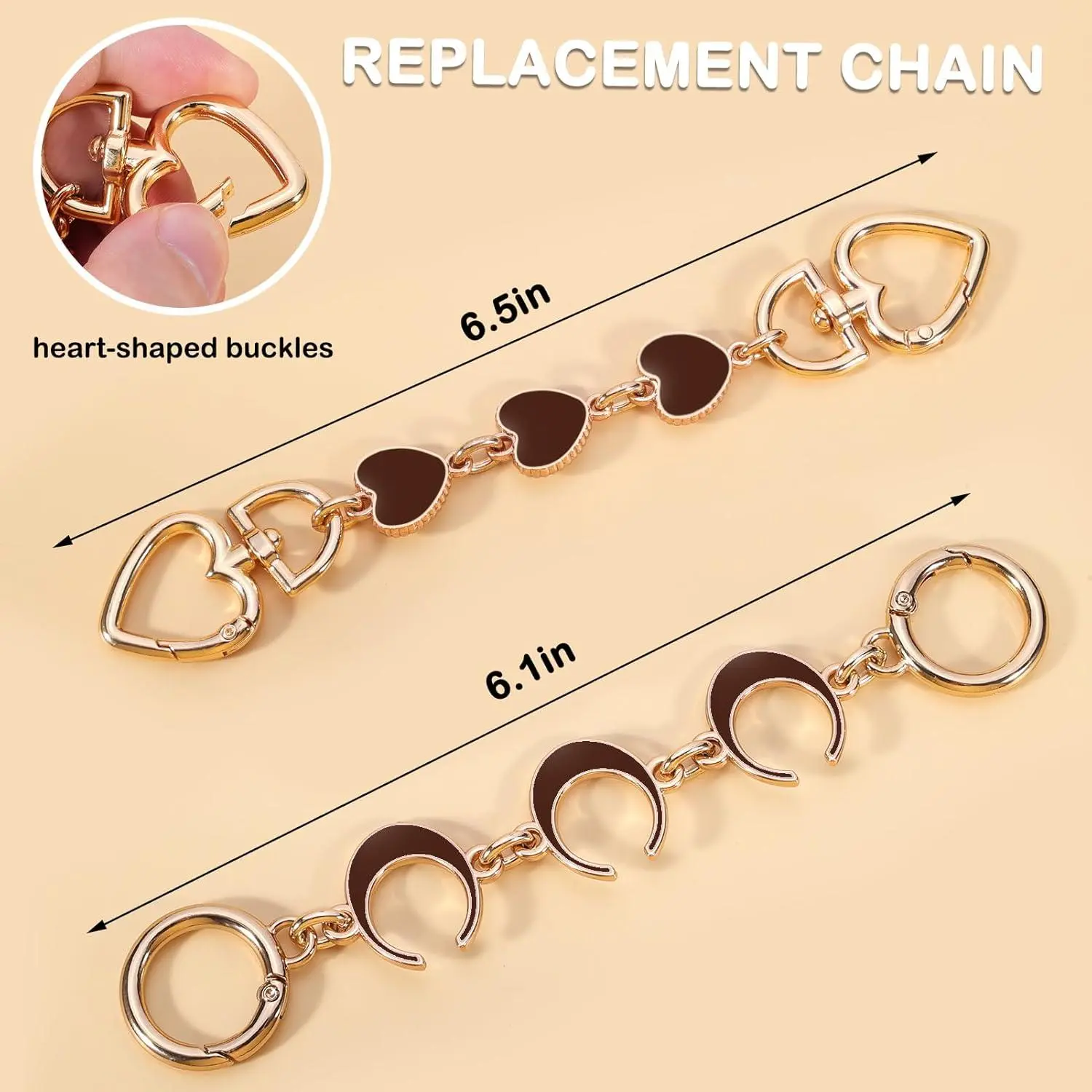 2Pcs Bag Extender Chain Heart Moon Purse Strap Extenders for Handbags Purse Extender Chain Gold Chain Purse Strap Replacement Brown Purse Accessories Bag Charms for Handbags Purse Christmas Gifts 2Pcs Bag Extender Chain Heart Moon Purse Strap Extenders for Handbags Purse Extender Chain Gold Chain Purse Strap Replacement Brown Purse Accessories Bag Charms for Handbags Purse Christmas Gifts