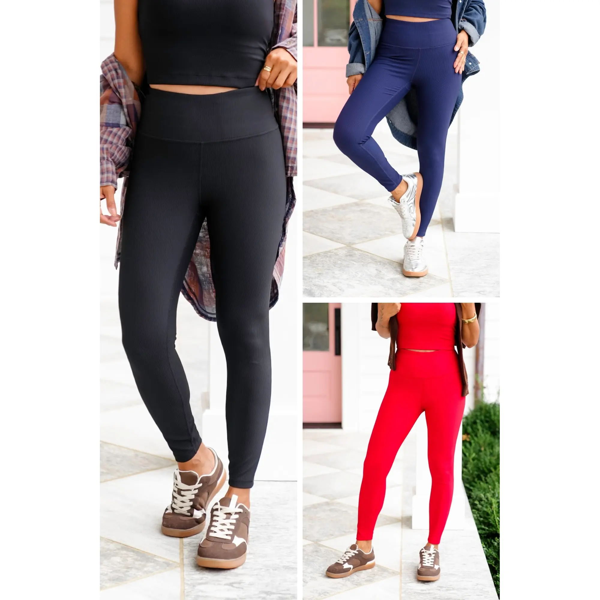 Ribbed Yoga Pants with Key Pocket