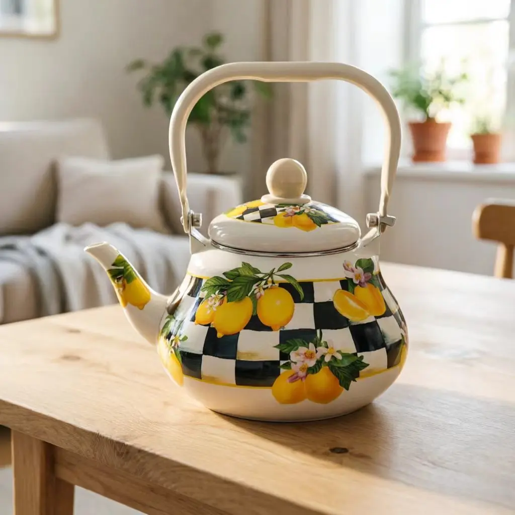 Lemon Blossom Teapot ,  84.55 oz Large Capacity for Family & Daily Use. Great for Outdoor Relaxation & Casual Talks with Friends. "Cottagecore" Viral Tea Set for Home, Office & Tea Parties.