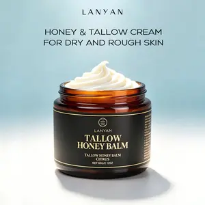 Organic Grass-Fed  Beef Tallow-Fed Beef Tallow Honey Balm - 2Oz,Moisturizing Cream for Soft, Smooth Skin - Handmade All-Natural Moisturizer