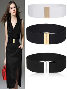 Wide Elastic Belt Dress Stretch Waist Belt Women Dress Accessories Fashion Belt Waistband Corset Waist Metal Buckle GM001