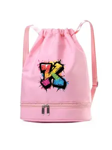 Street Graffiti Style Letter K Print Backpack, Adjustable Shoulder Straps, Detachable Shoe Compartment, Multiple Colors Available