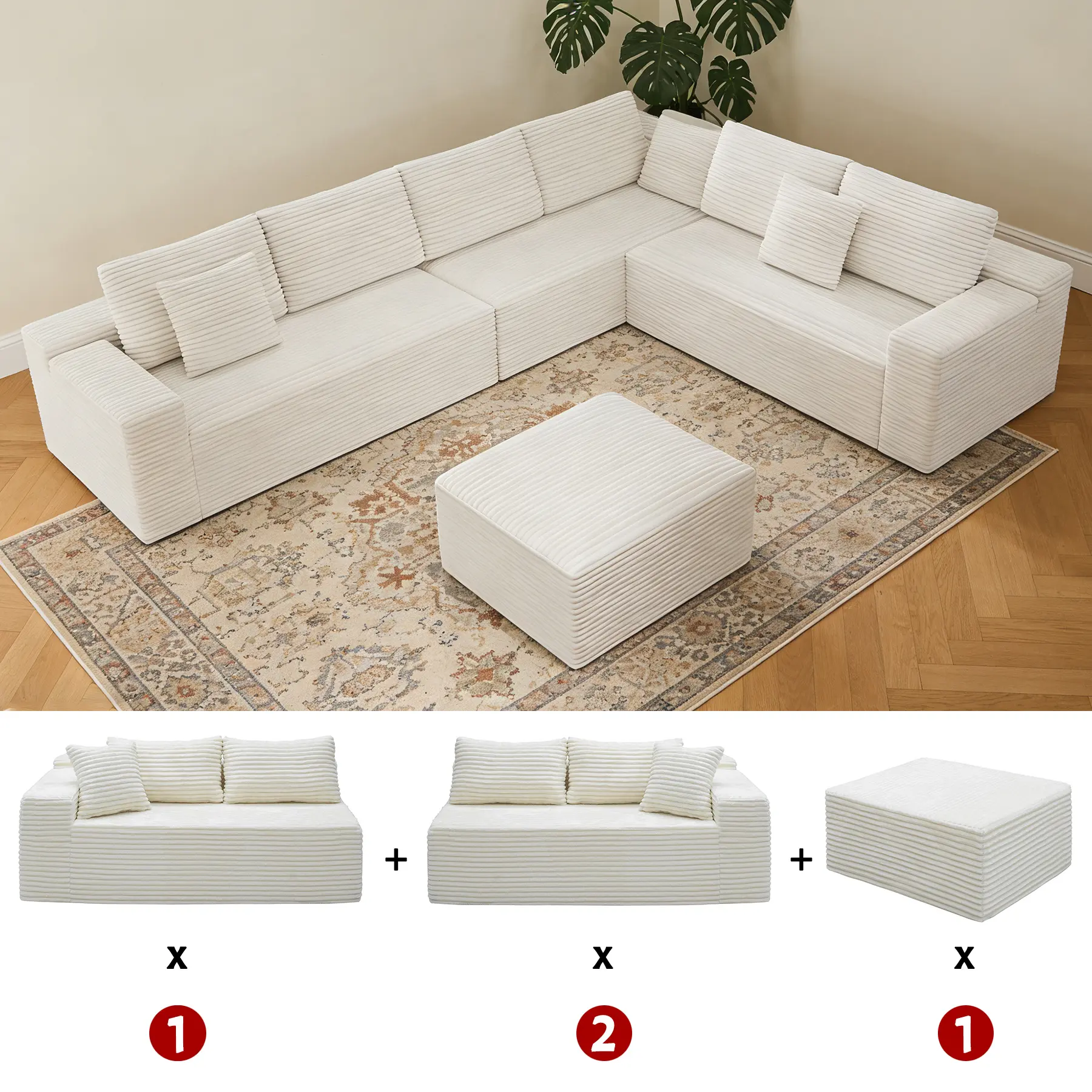 White-Right Facing Chaise